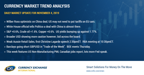 Positive trade headlines boost risk sentiment, but broader USD tone more guarded