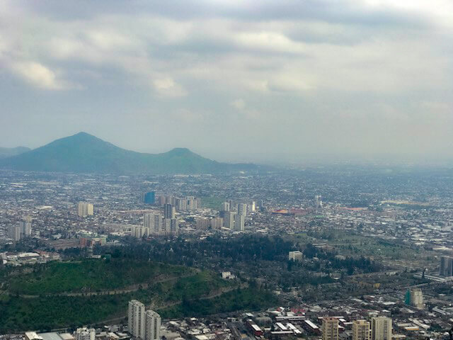 The city and mountains in Santiago, Chile 