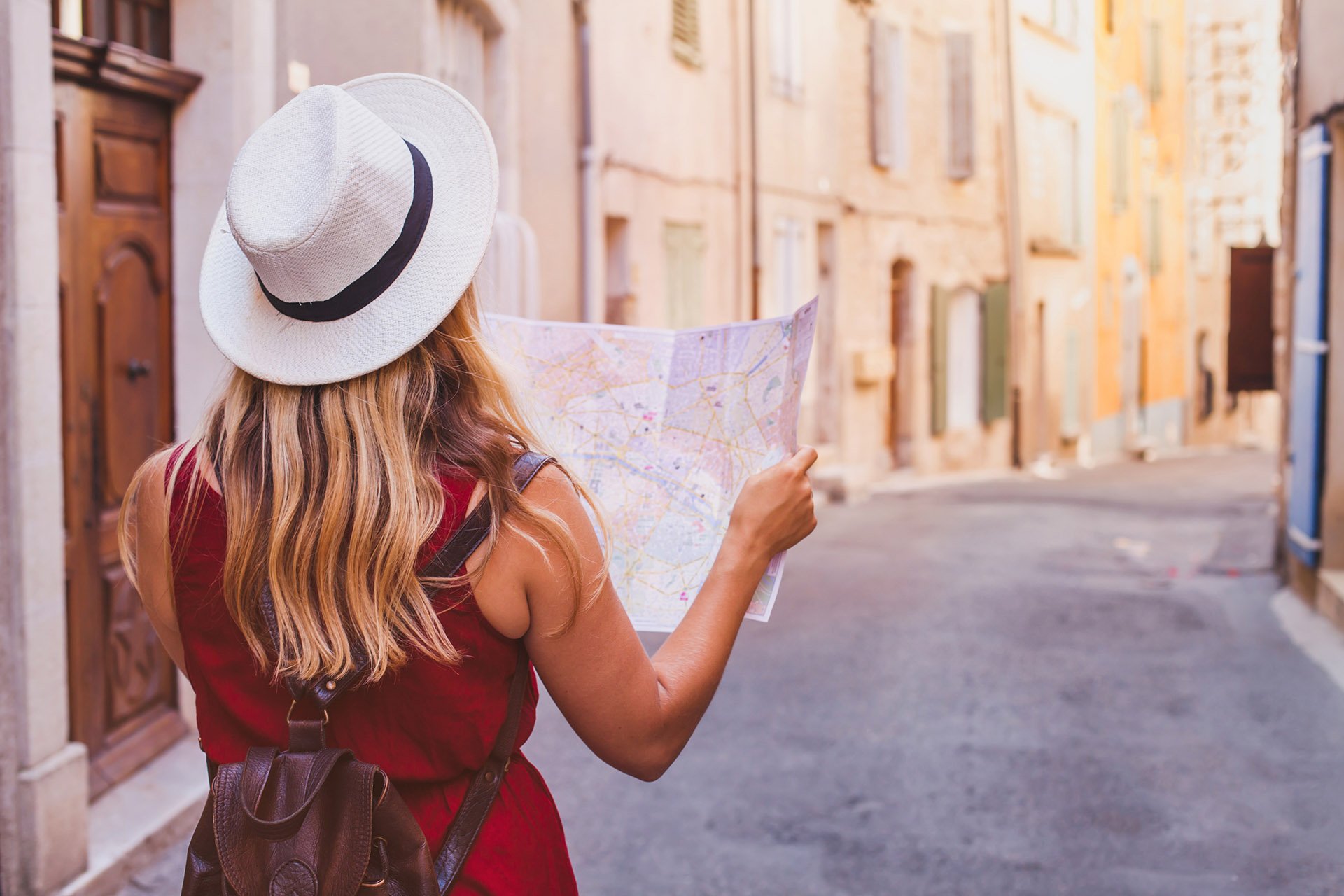 Woman traveler with map