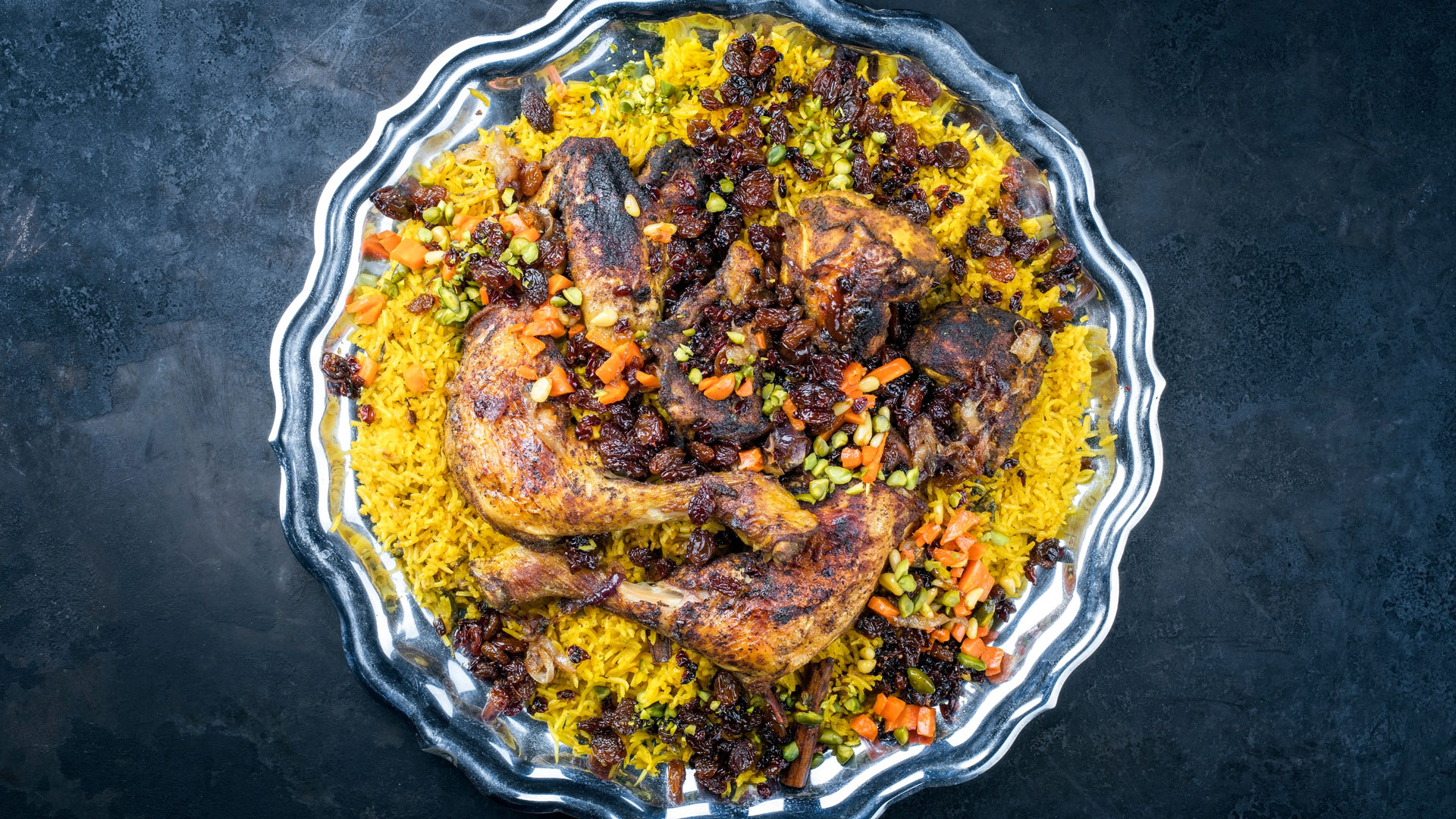 Qatar National Dish Majboos with Chicken leg