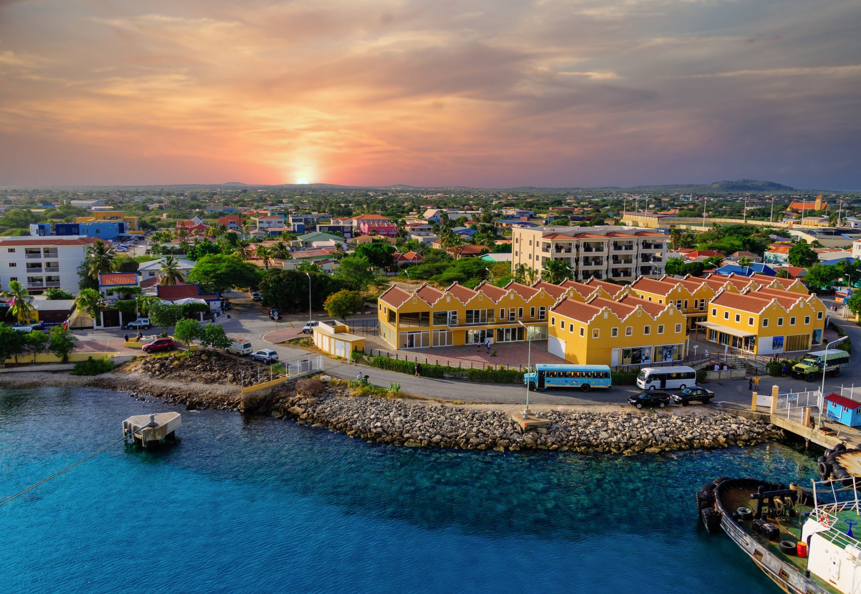 Colorful Waterfront and Harbor of Bonaire