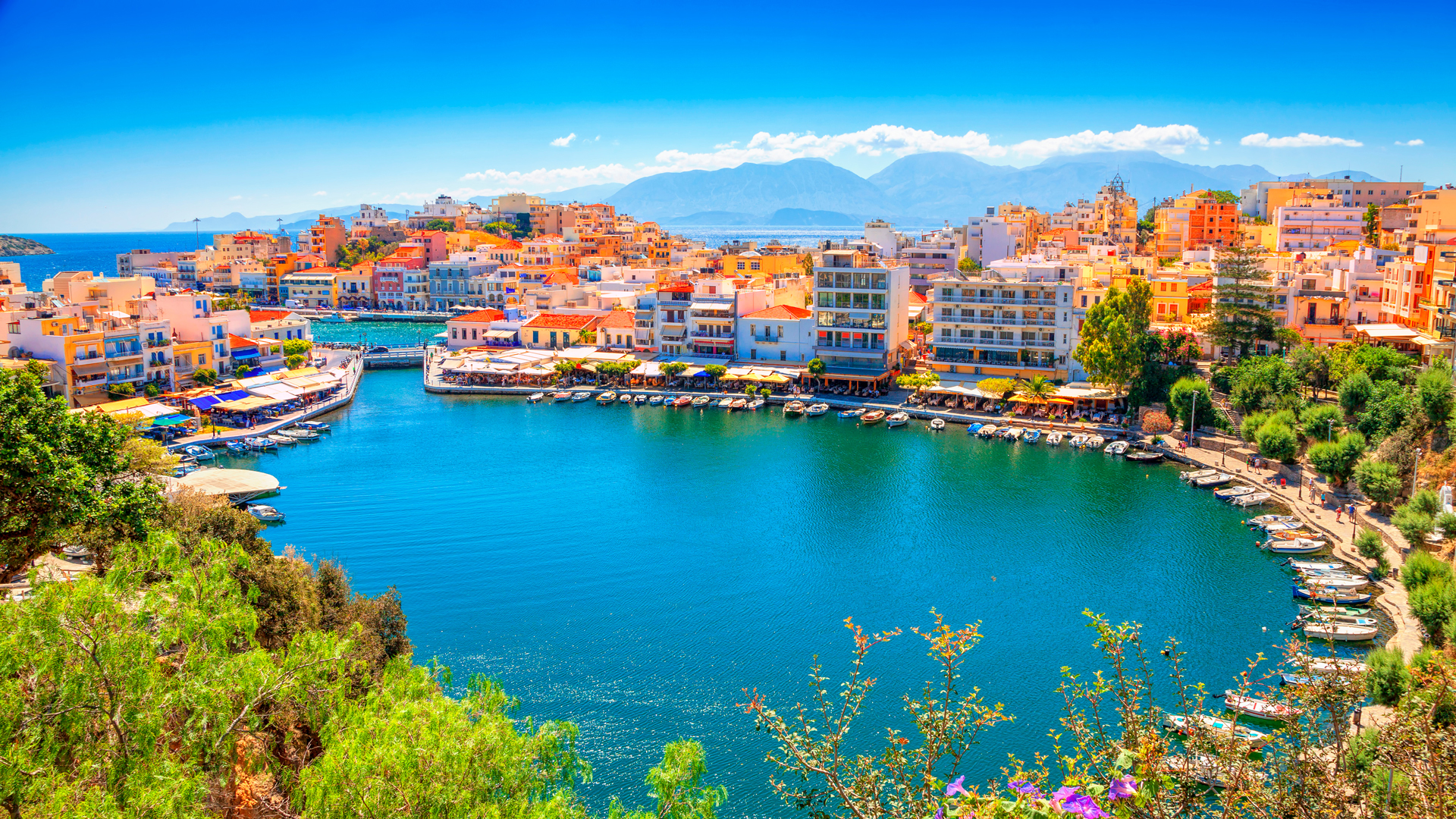 Agios Nikolaos and Voulismeni lake in Crete island, Greece