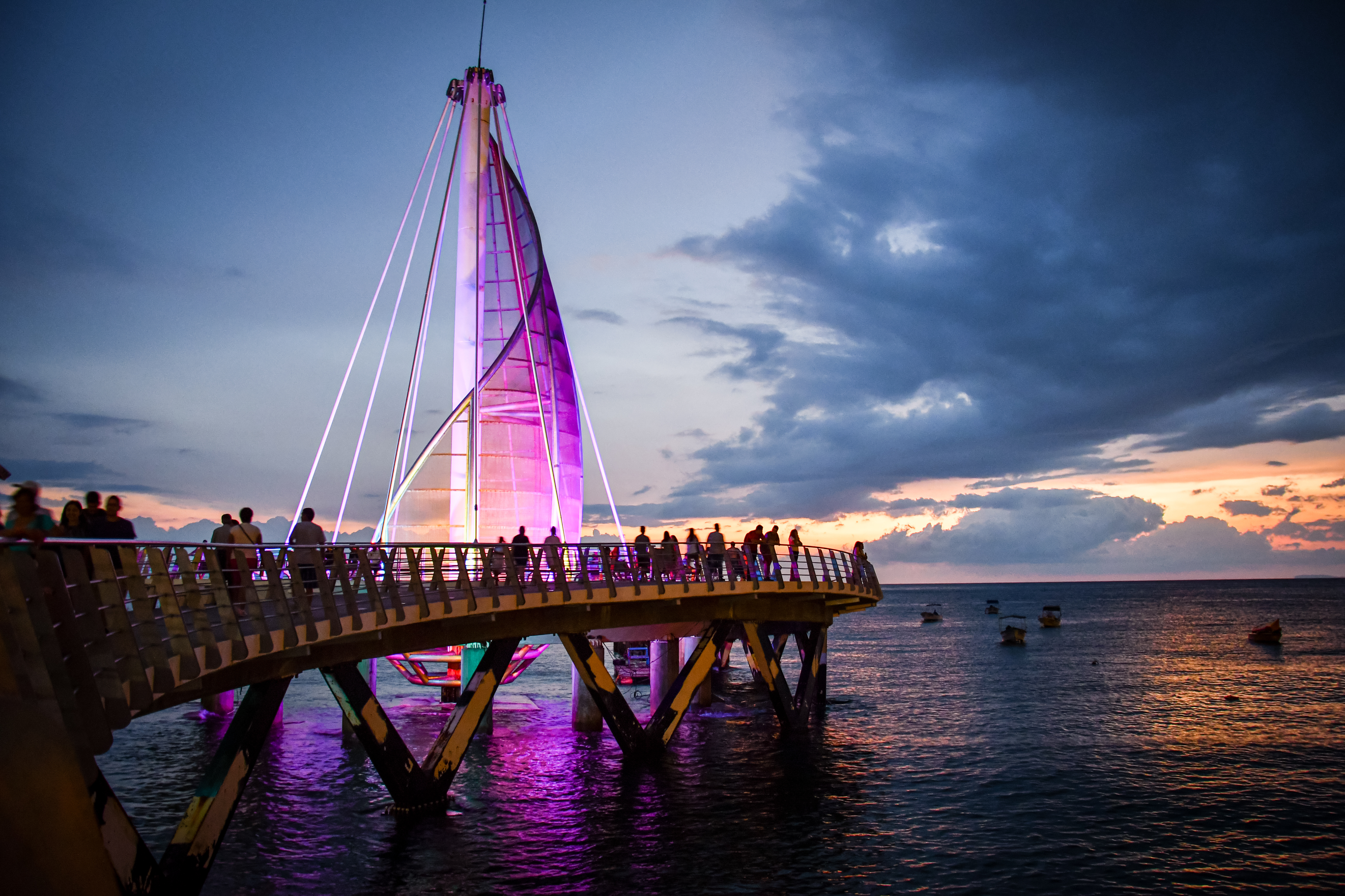 Boat sail, area crowded by tourists in Vallarta Mexico