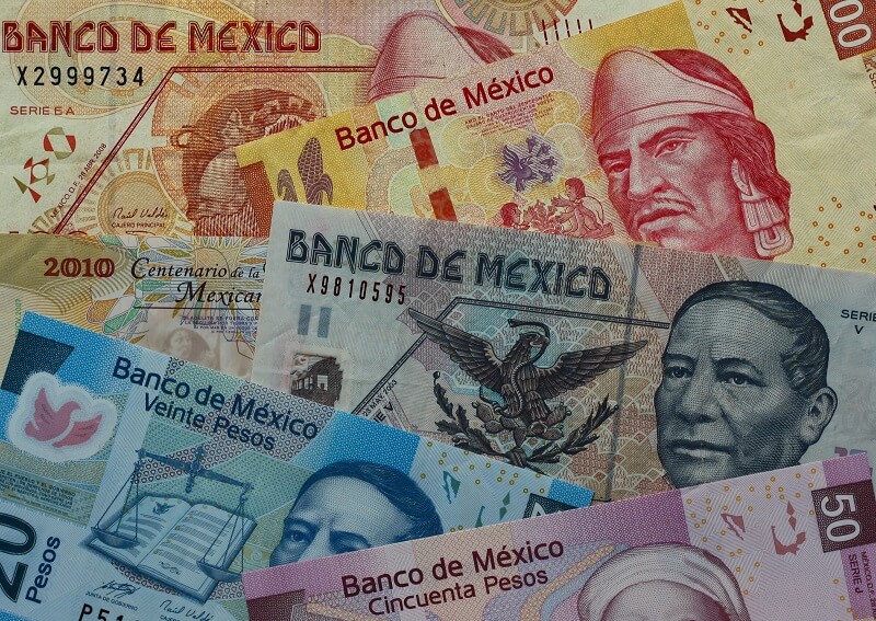 20 pesos and 50 pesos Mexican pesos banknotes from Banco de Mexico