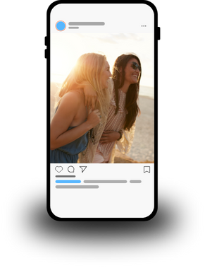 Friends using service on phone