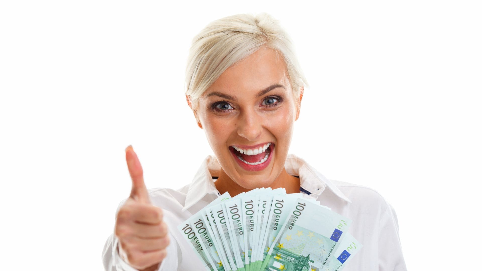 Woman holding euros