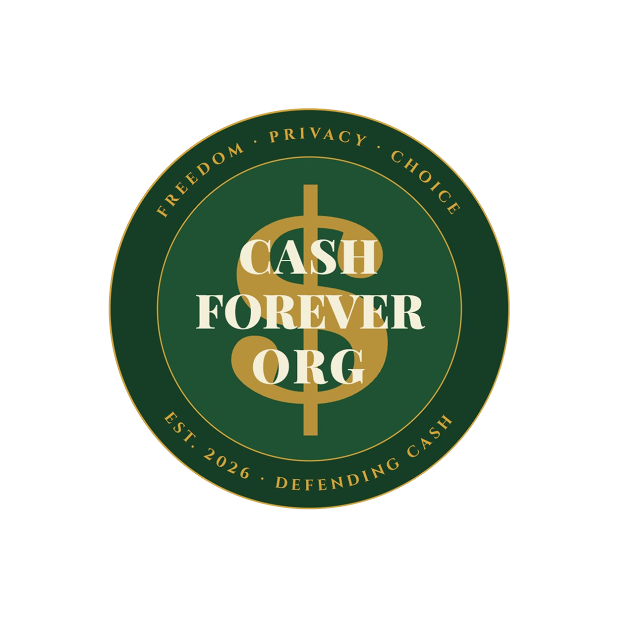 CashForever Org emblem — freedom, privacy, choice